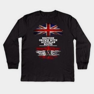 British Grown With Austrian Roots - Gift for Austria With Roots From Austrian Kids Long Sleeve T-Shirt